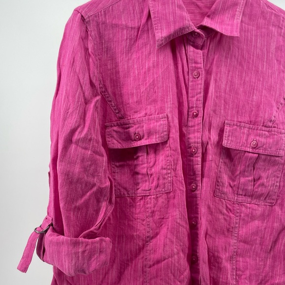 Coldwater Creek 100% Linen Shirt - Pink with thin white stripes - Size 1X - 18 - Picture 8 of 8